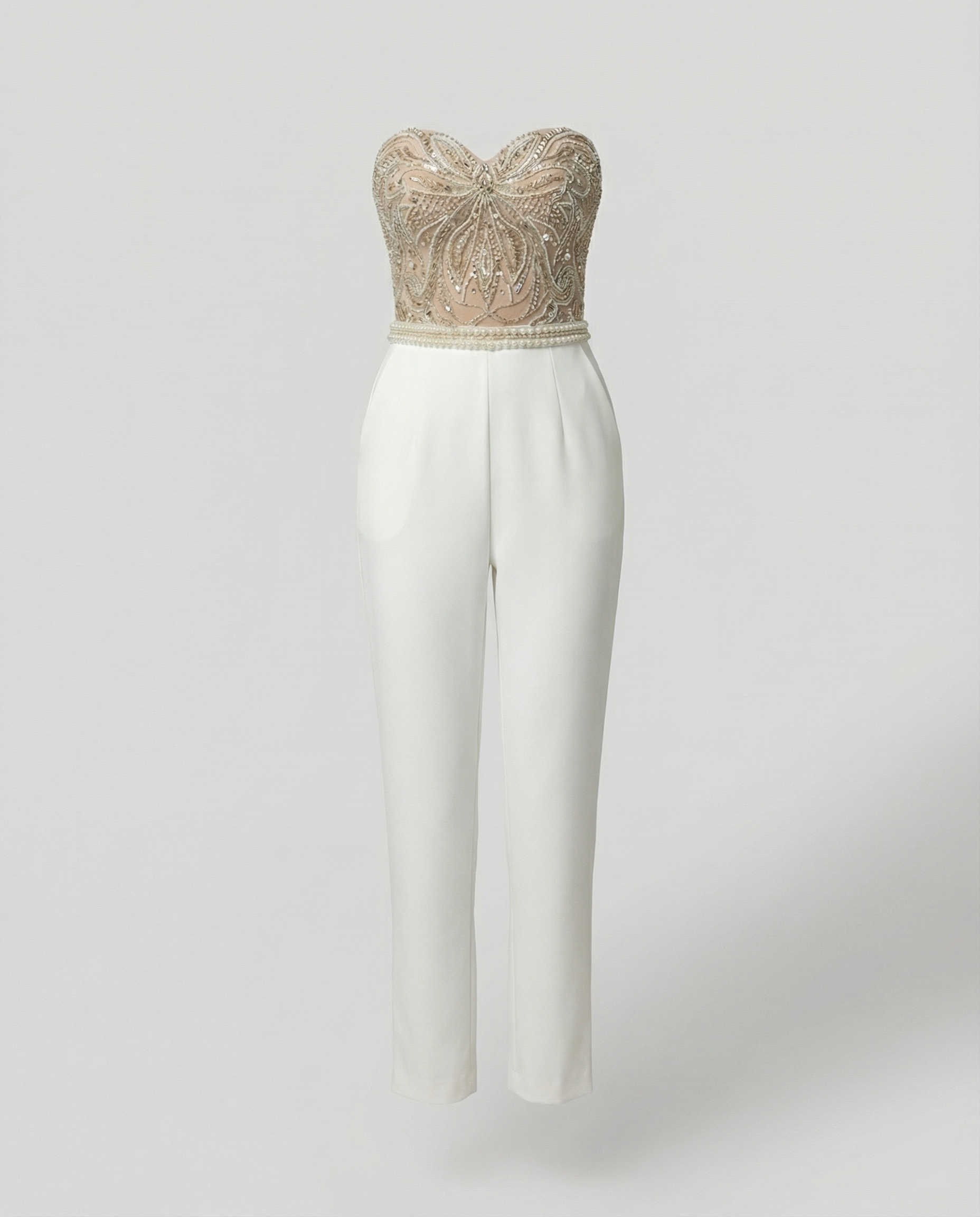 Elara Pearl — Ivory Embellished Jumpsuit