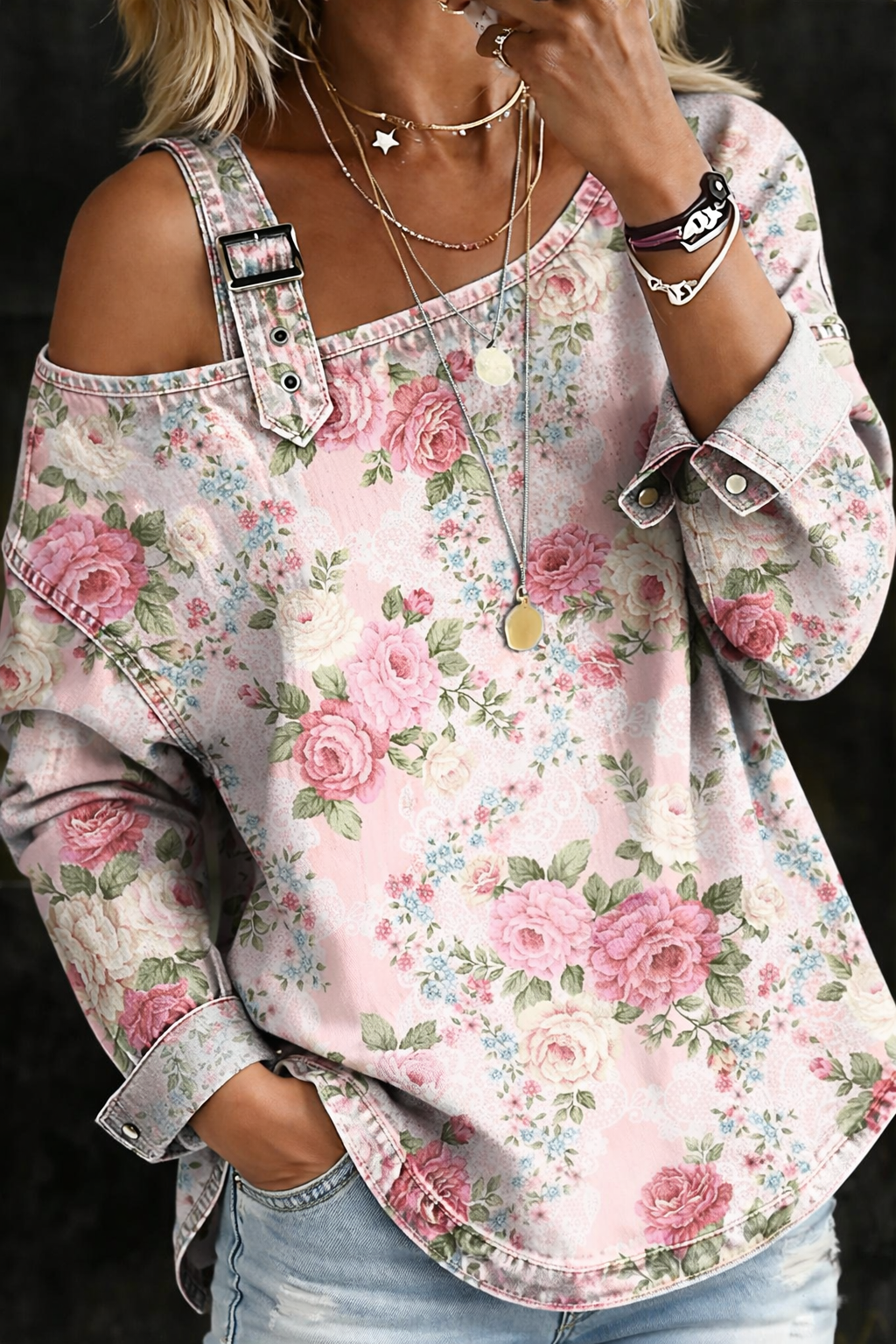 Robe en jean Brooklyn avec ornements floraux