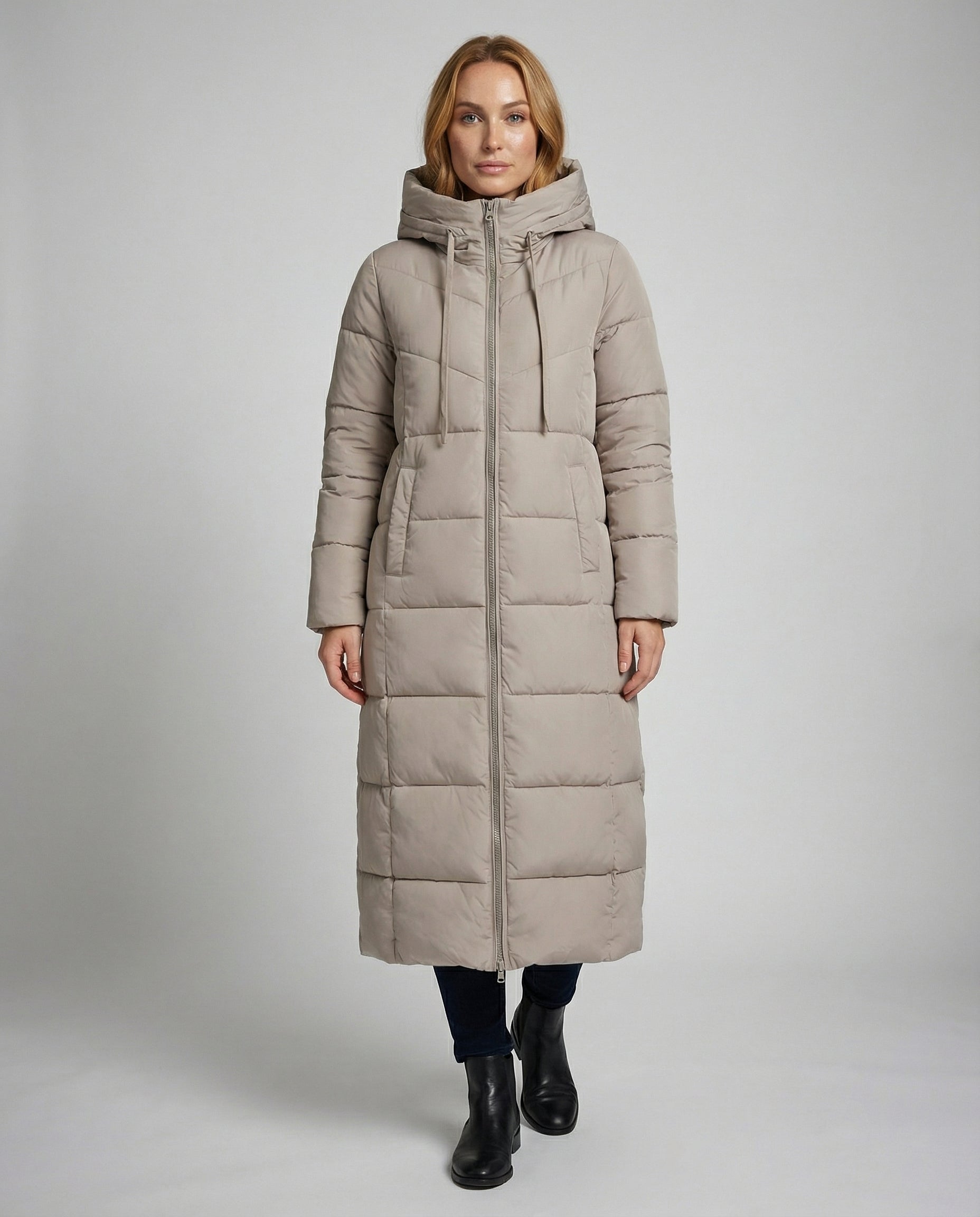 Idris — Khaki Longline Puffer Coat