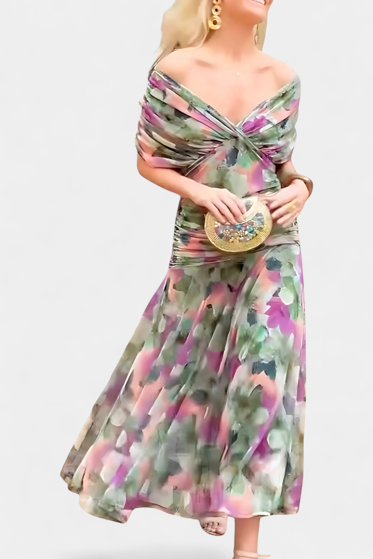 Florendra | Robe longue fleurie à col en V