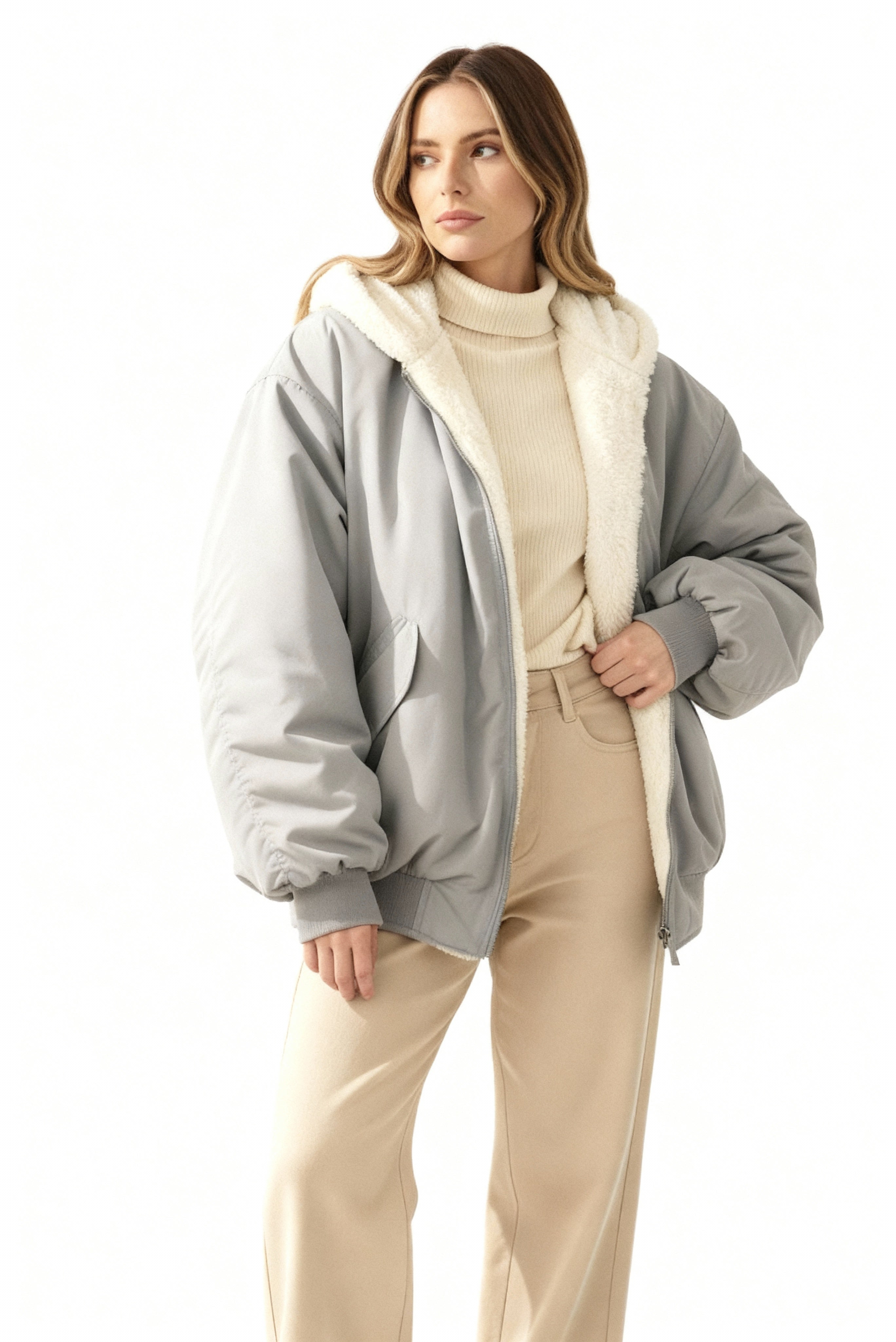 The Liora Cocoon — Ash Oversized Puffer