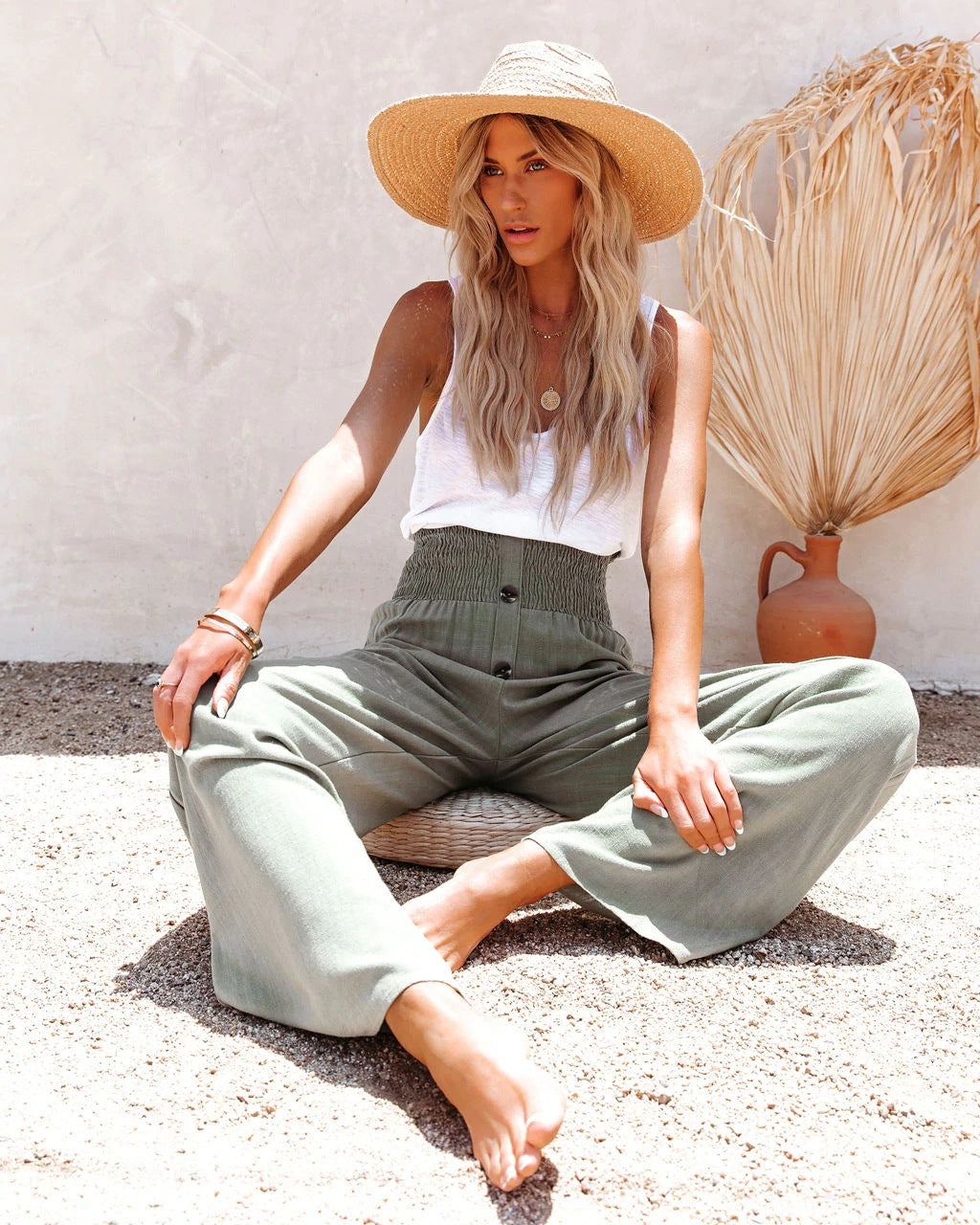The Elio — Ivory Wide-Leg Linen Pants
