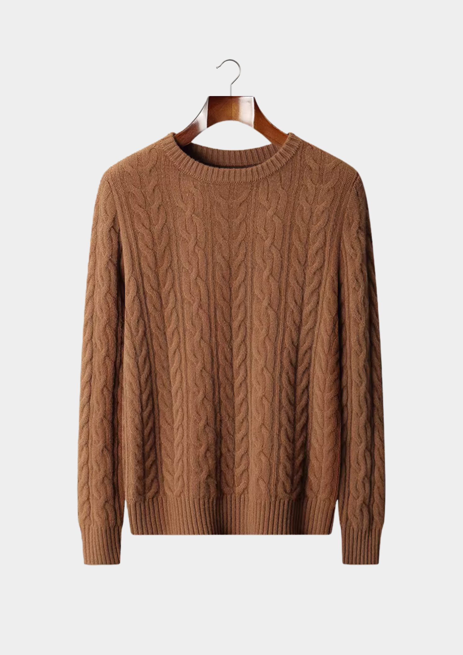 PULL EN LAINE MÉRINOS EXTRA-FINE PURE, MAILLE TORSADÉE, COL ROND