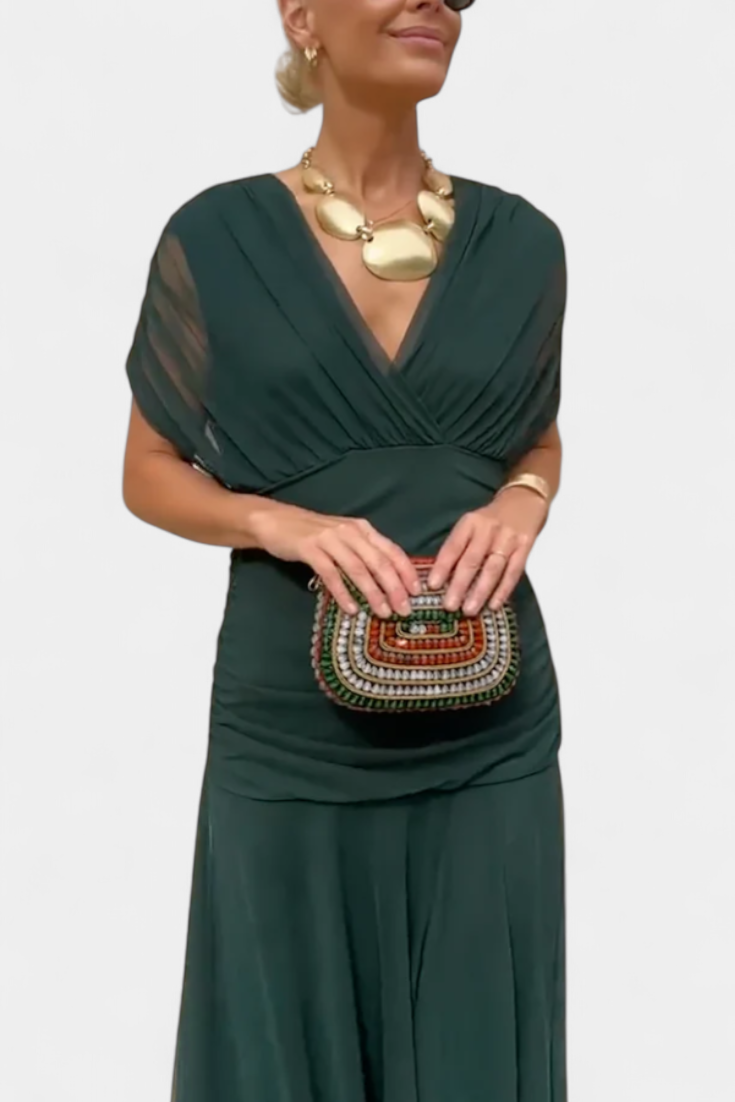 Florendra | Robe longue fleurie à col en V