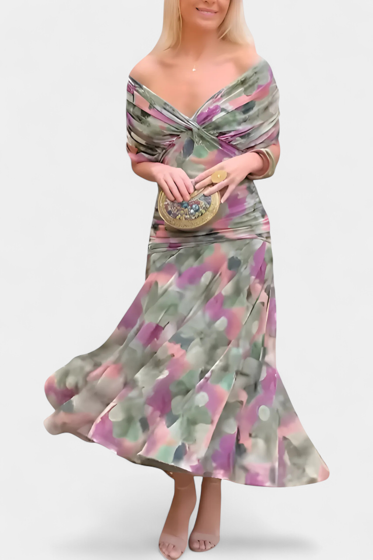 Florendra | Robe longue fleurie à col en V