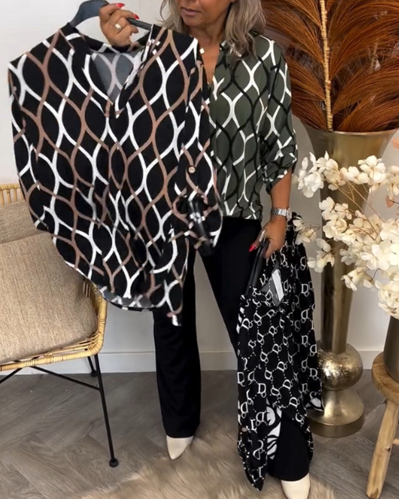 Liora Blouse — Moss Patterned Viscose