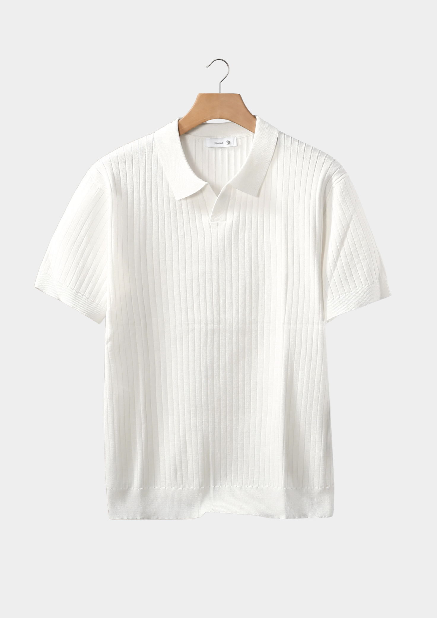 Polo blanc côtelé sans boutons