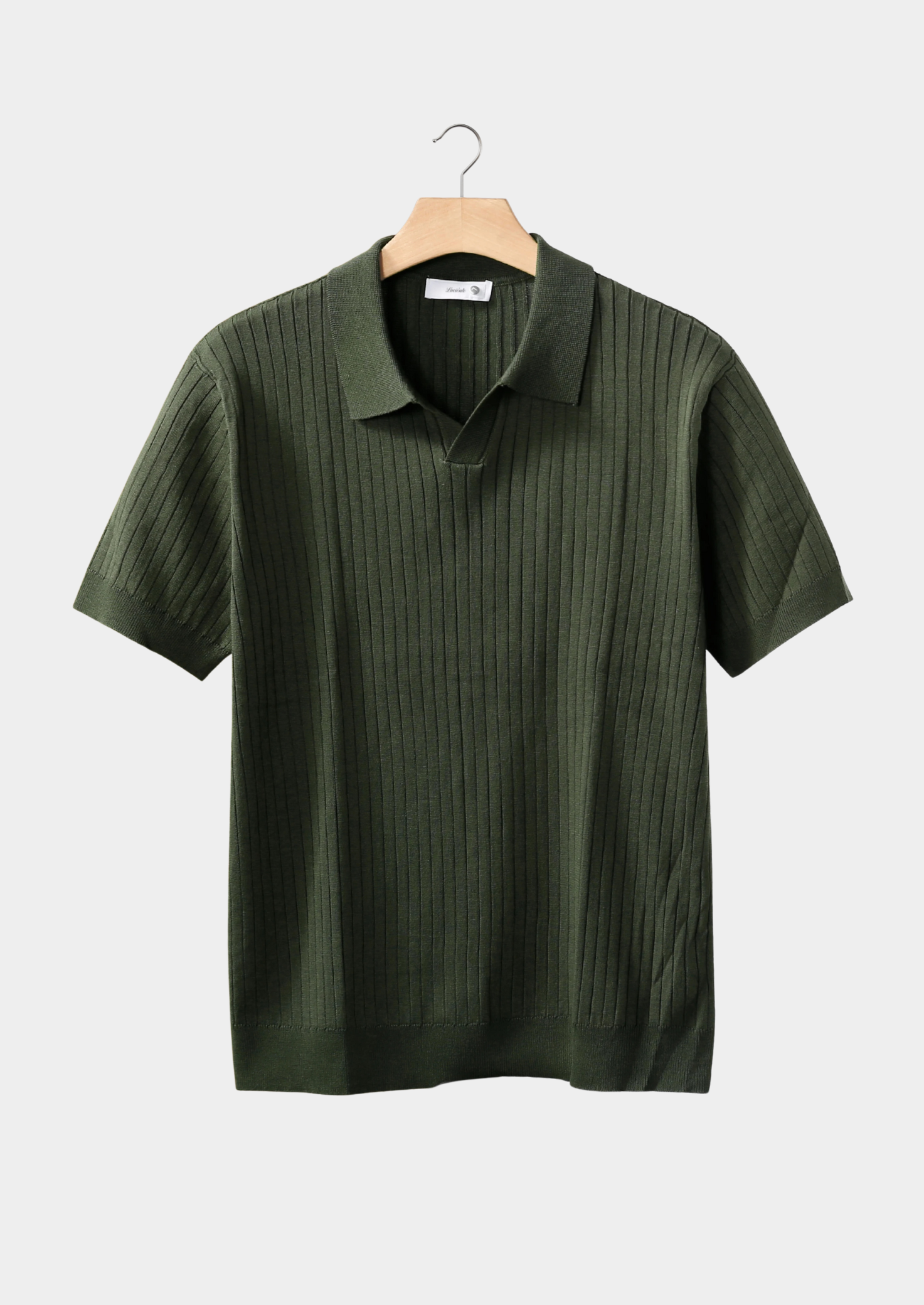 Polo côtelé olive sans boutons