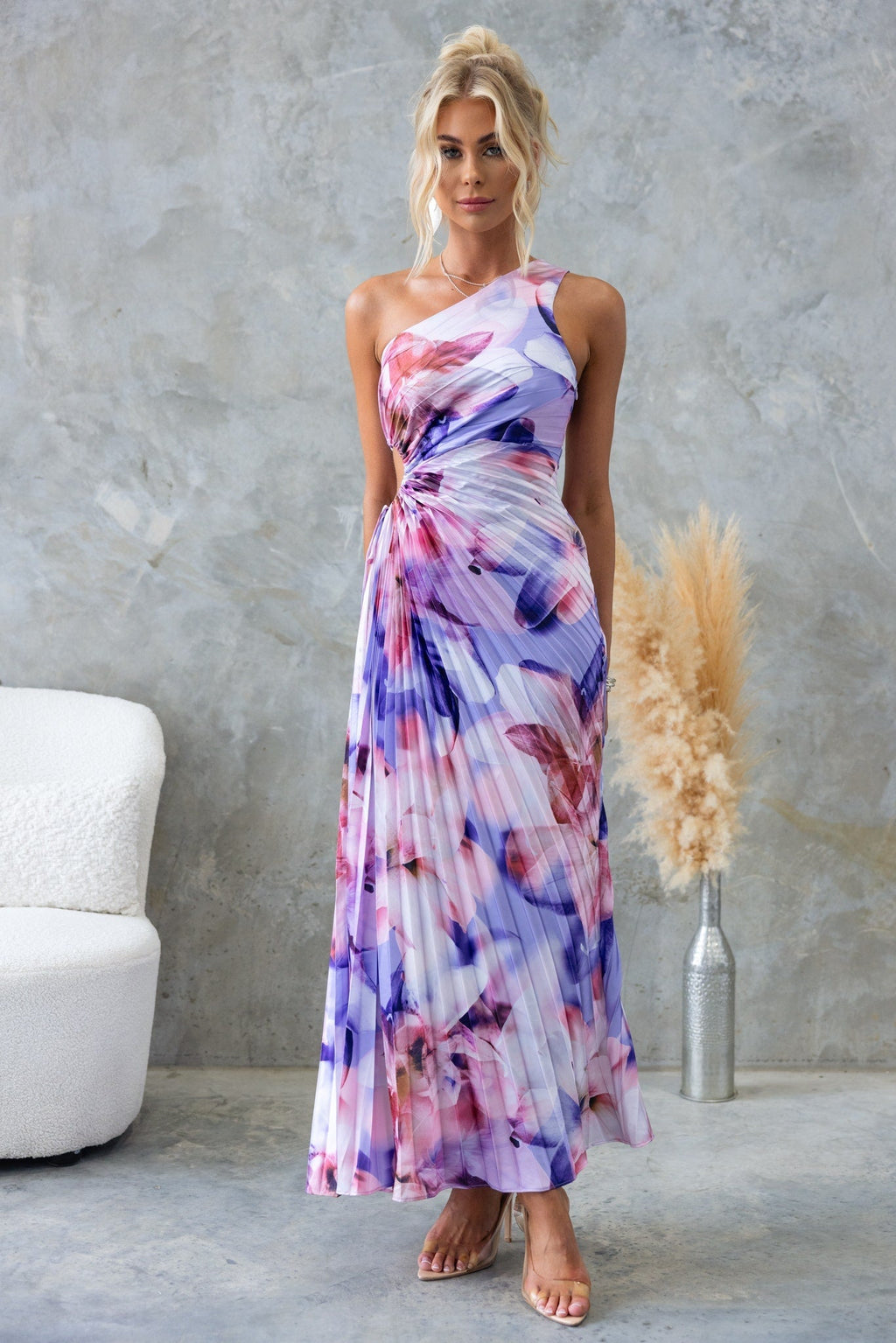 ELLA | Robe midi à design plissé asymétrique