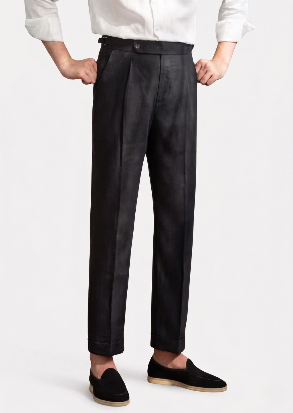 Pantalon côtier plissé TOSCANE - Noir