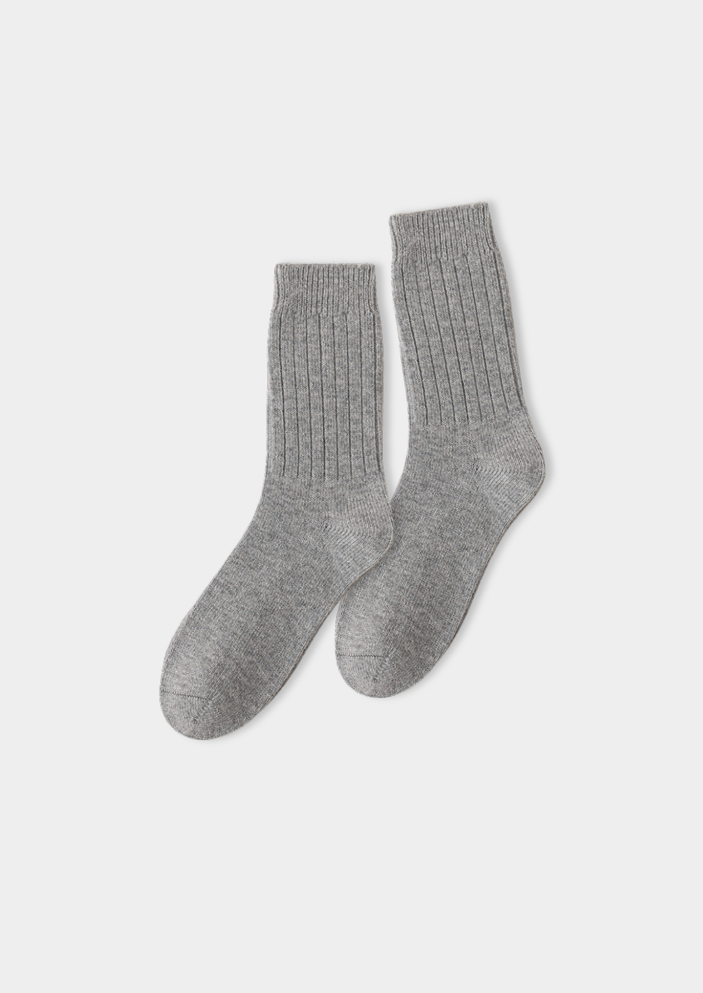 Chaussettes côtelées ultra-douces en laine mérinos gris clair