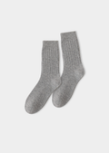 Chaussettes côtelées ultra-douces en laine mérinos gris clair