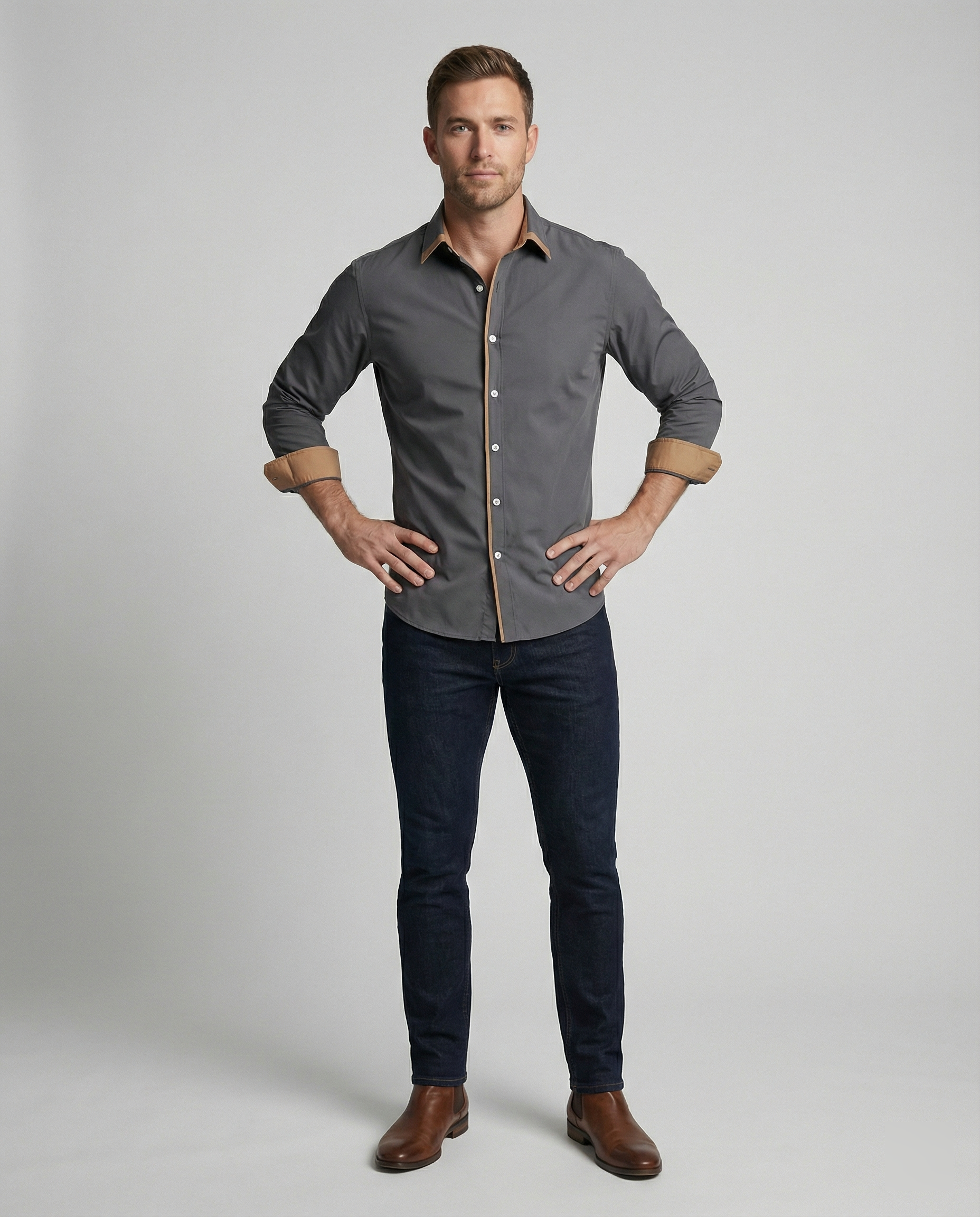 The Kaelen — Charcoal Button-Down Shirt