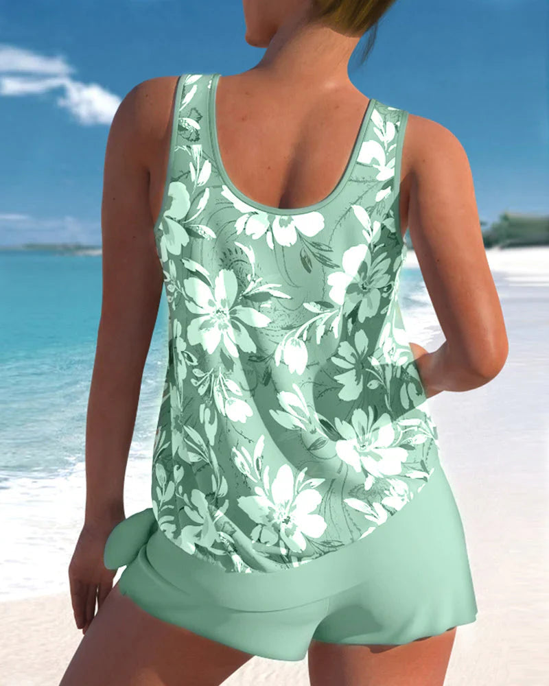 Sira Tankini Set — Fog & Ocean