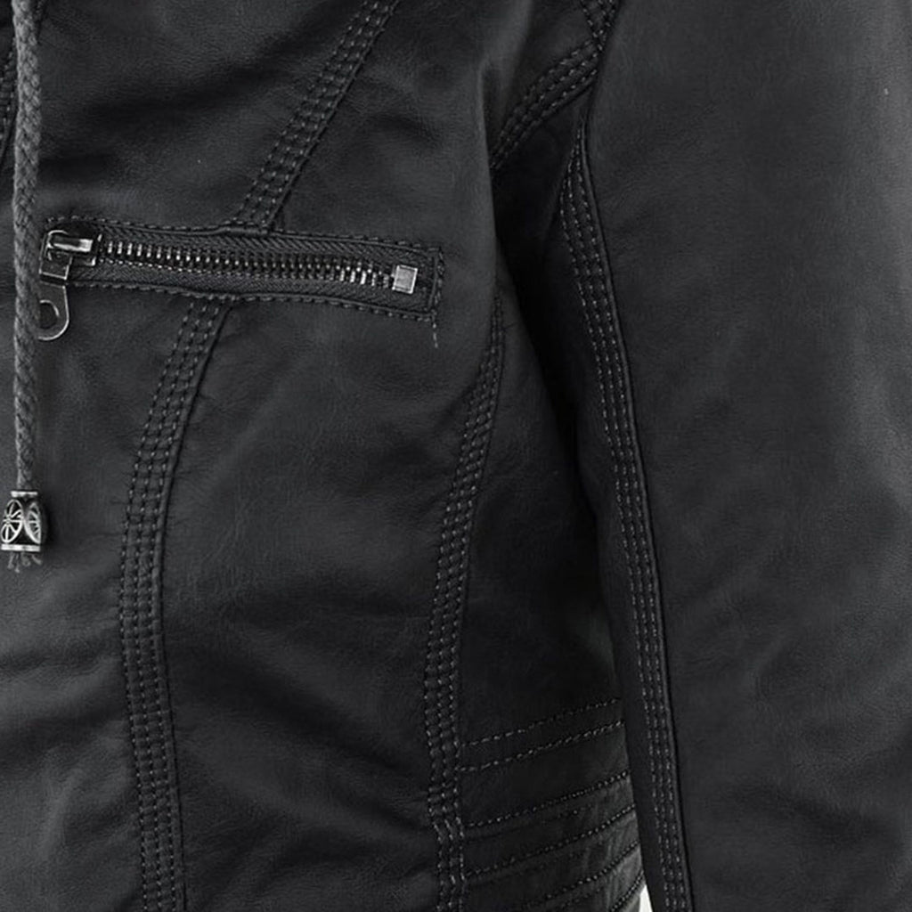 The Oren — Noir Hooded Leather Jacket