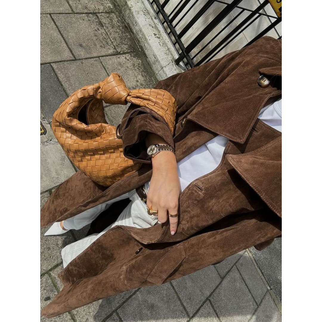 The Liora — Chestnut Suede Trench