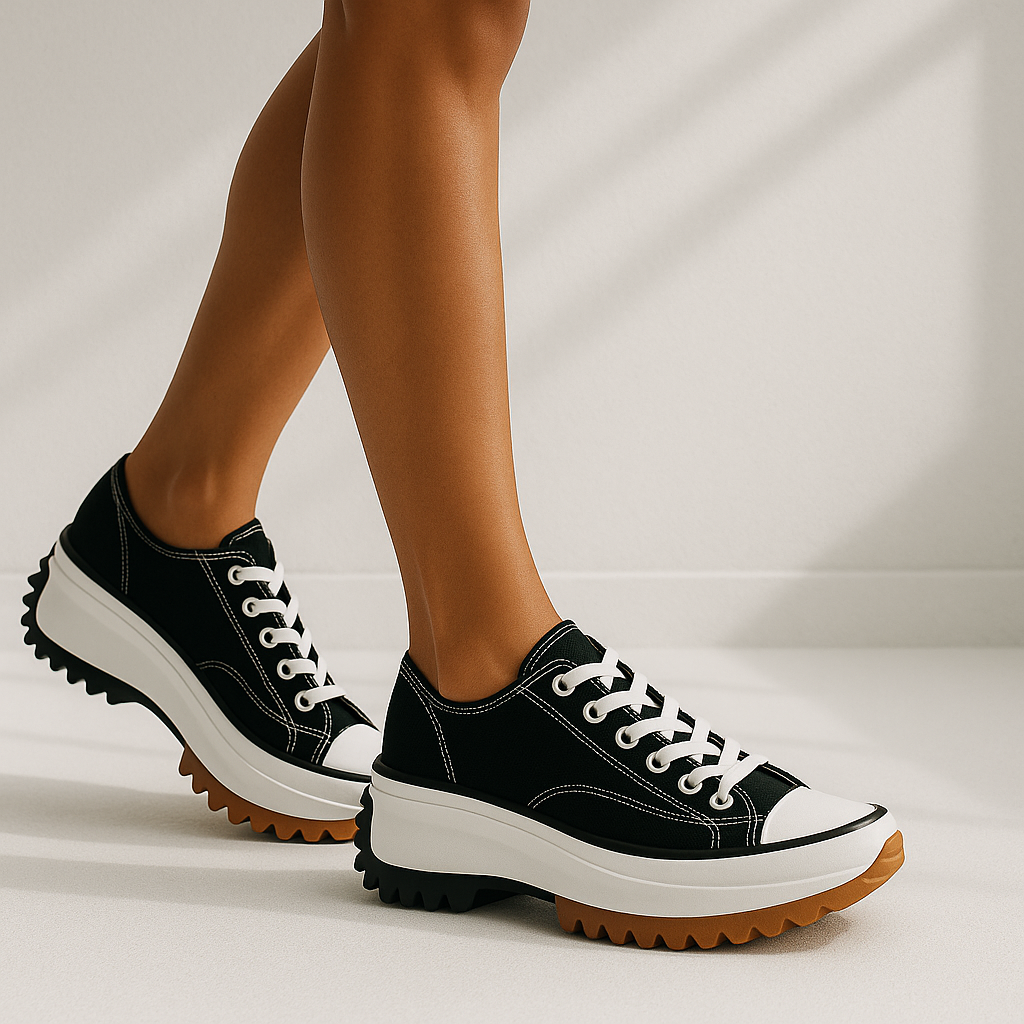 The Oren — Black Canvas Platform Sneaker