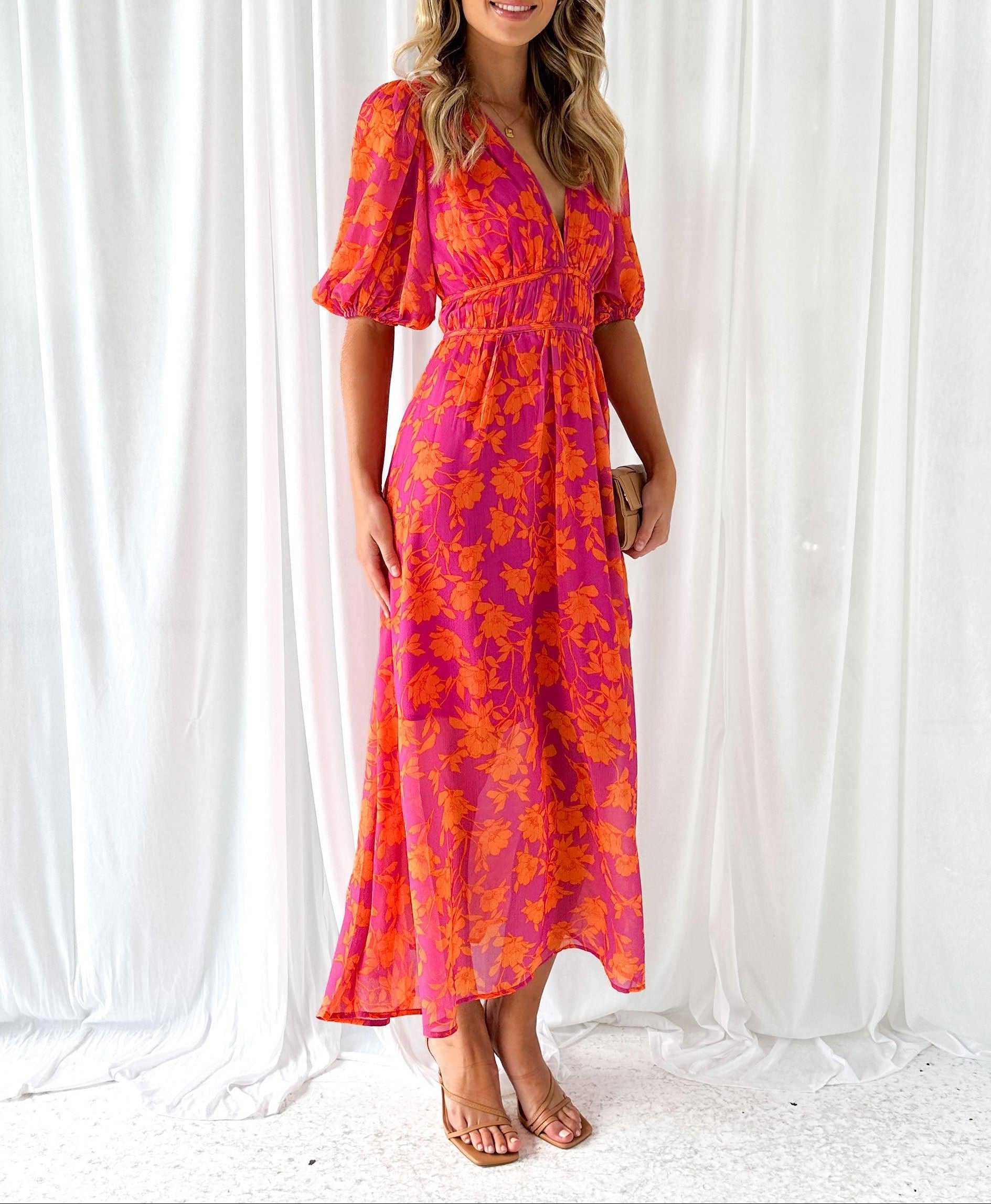 Luna™ - Robe Midi Flora Contemporaine