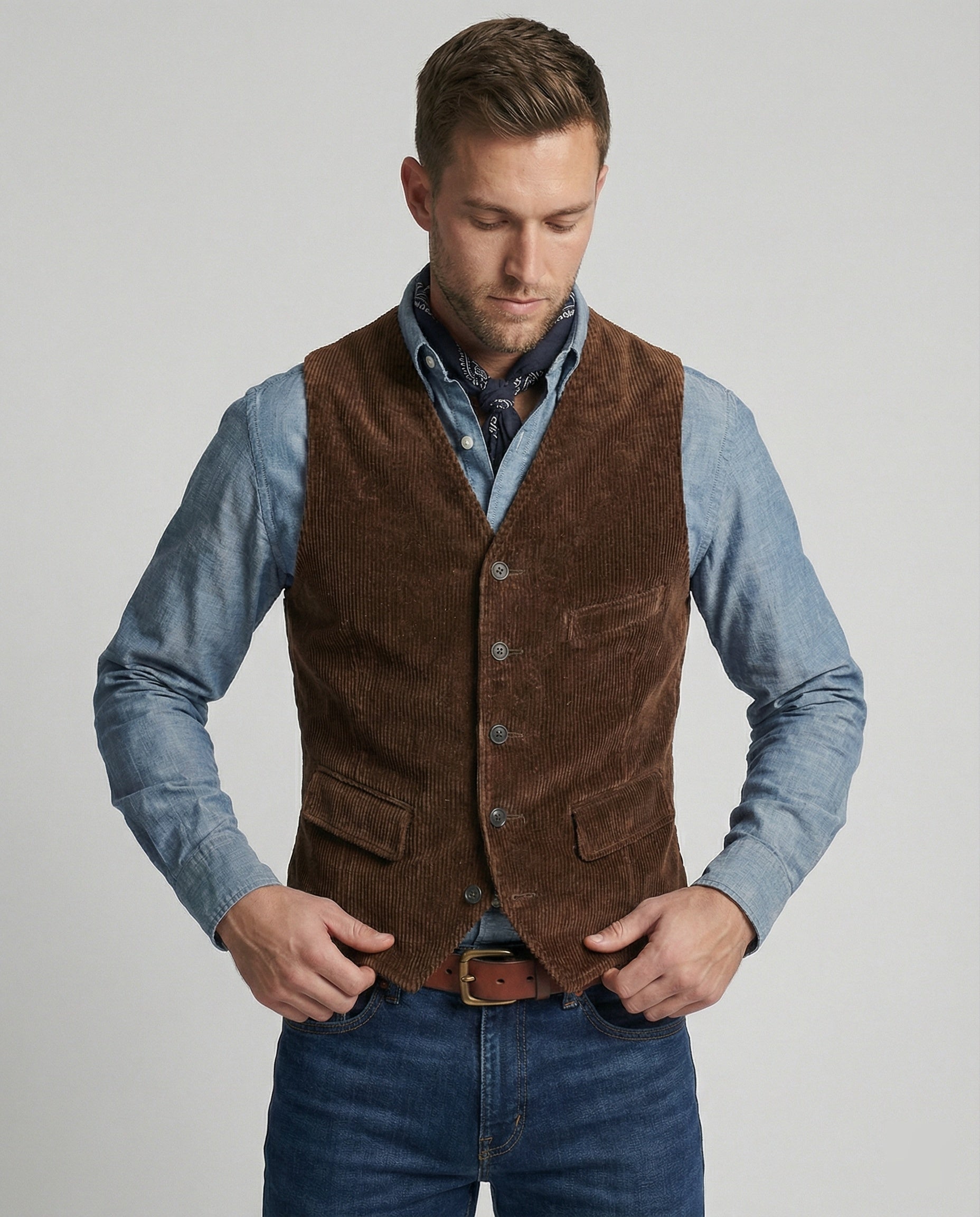 The Oren Corduroy Vest — Chestnut
