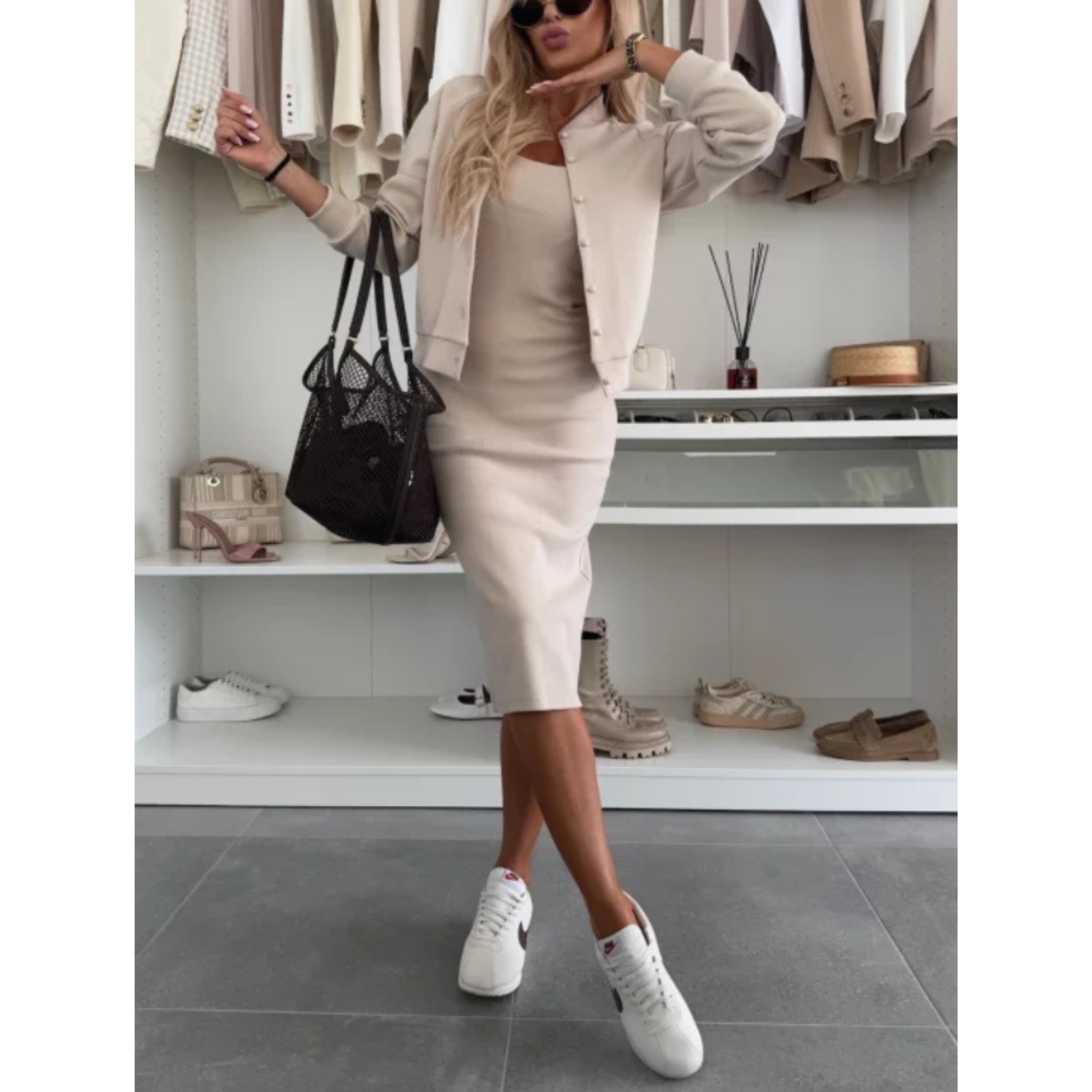 The Kaelen Set — Onyx Knit Blazer & Dress