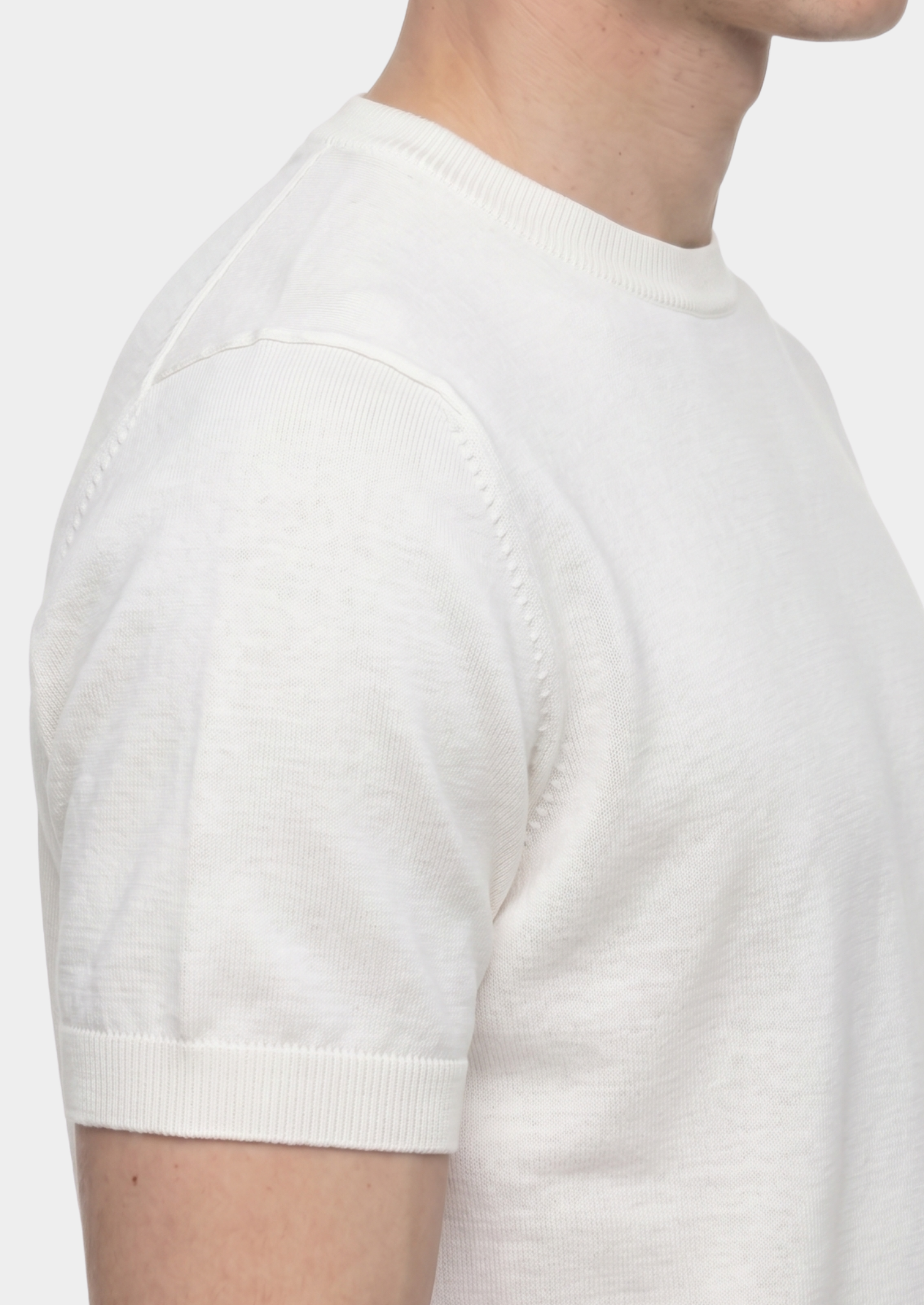 T-SHIRT ESSENTIEL BLANC EN MAILLE COL ROND