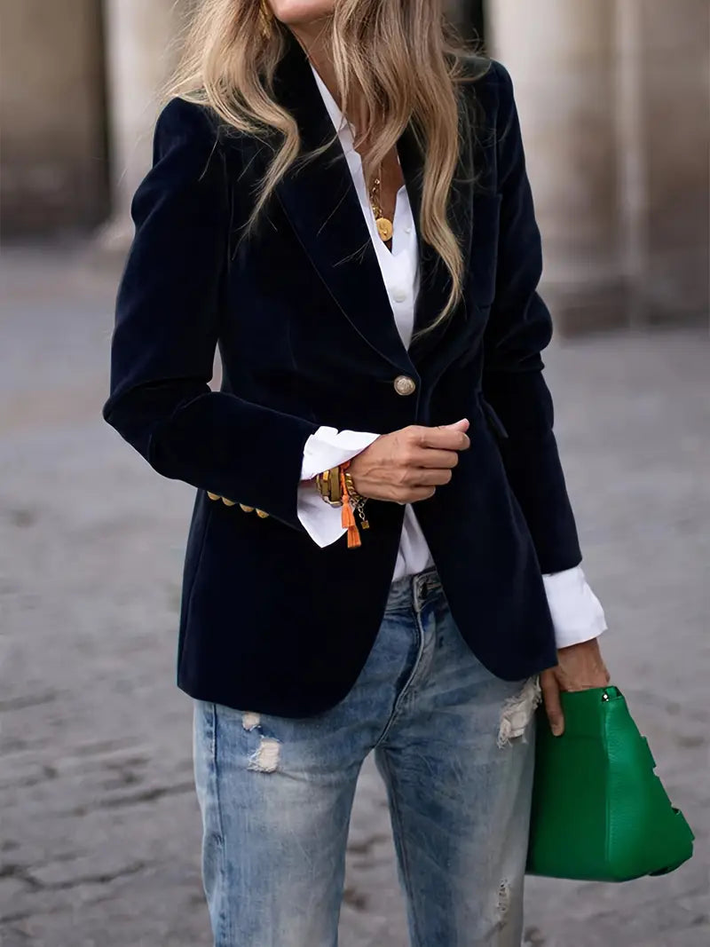 The Isola Velvet Blazer — Midnight