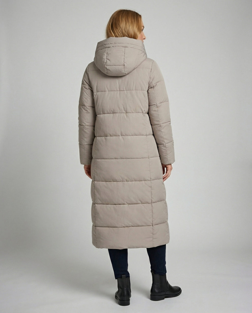 Idris — Khaki Longline Puffer Coat