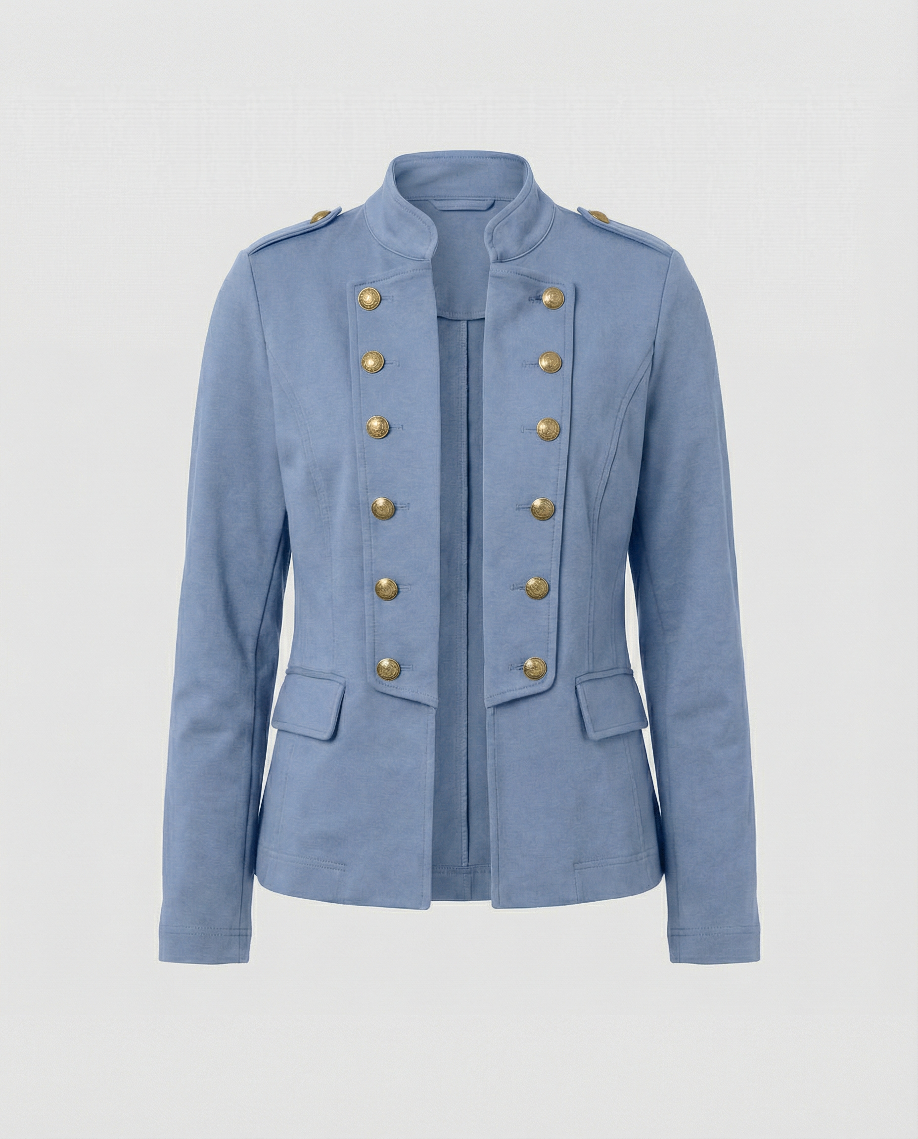 Elara — Army Green Stand-Collar Blazer