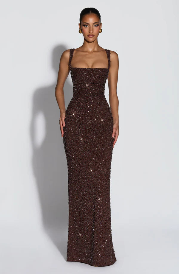ROSALIND | Robe longue à encolure carrée