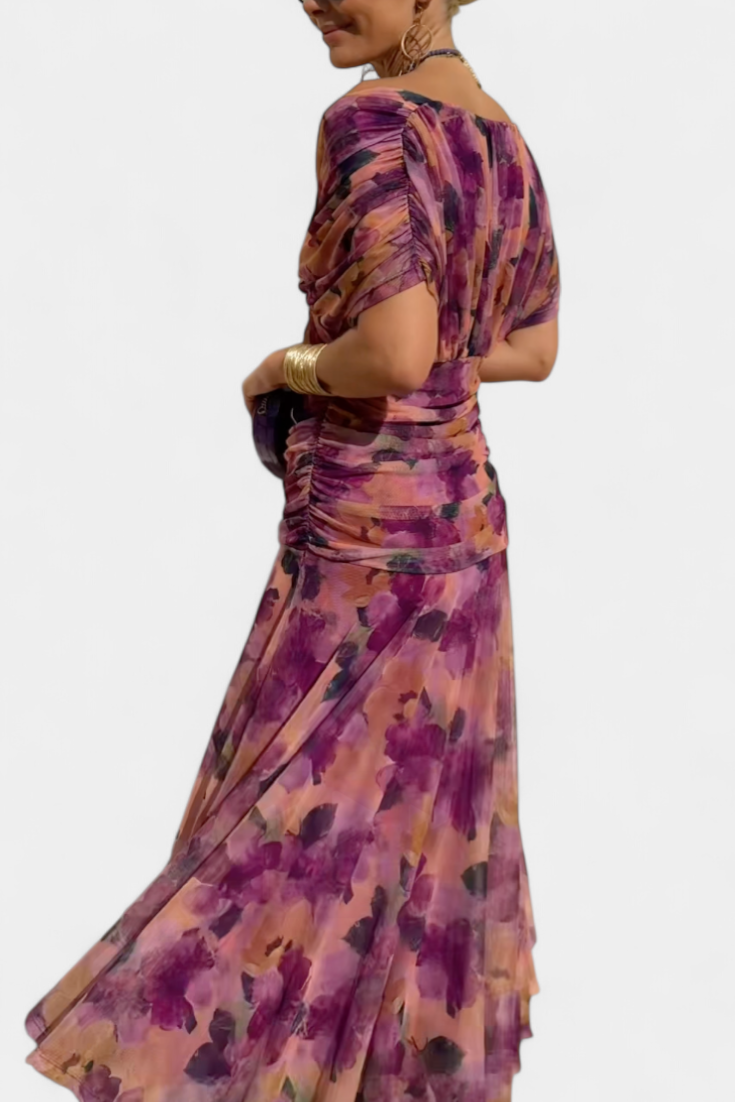 Florendra | Robe longue fleurie à col en V