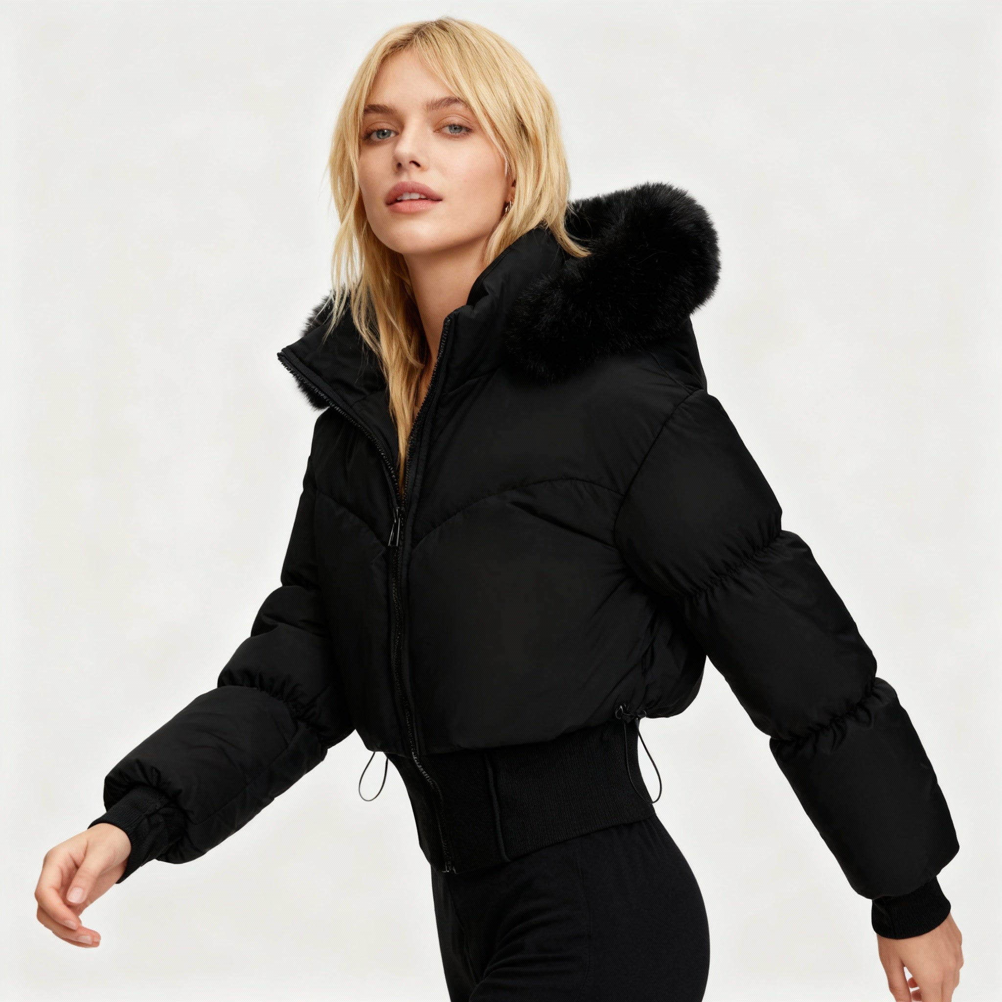 The Flora — Ebony Cropped Down Jacket