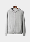 Sweat à capuche zippé en cachemire premium bicolore