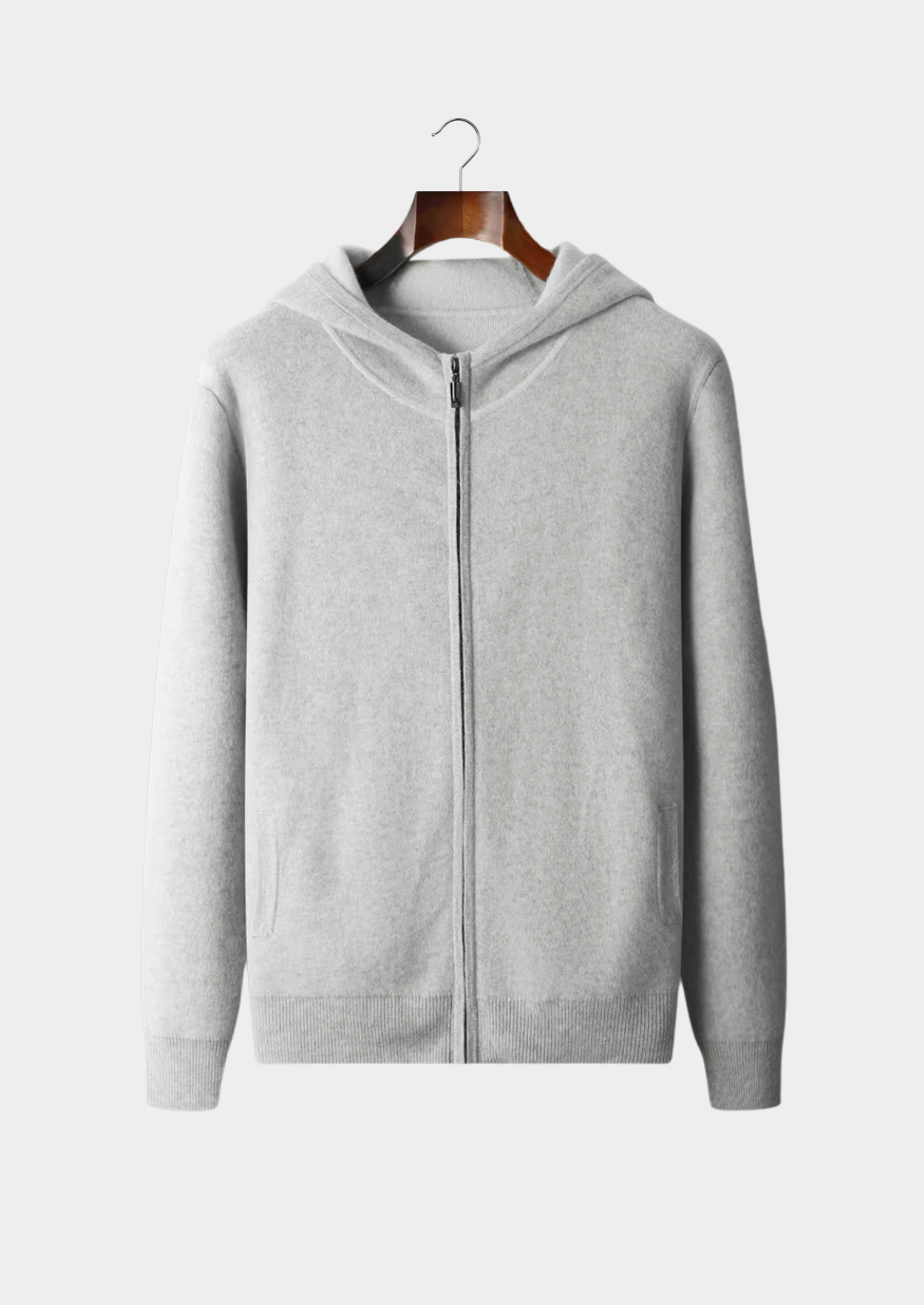 Sweat à capuche zippé en cachemire premium bicolore