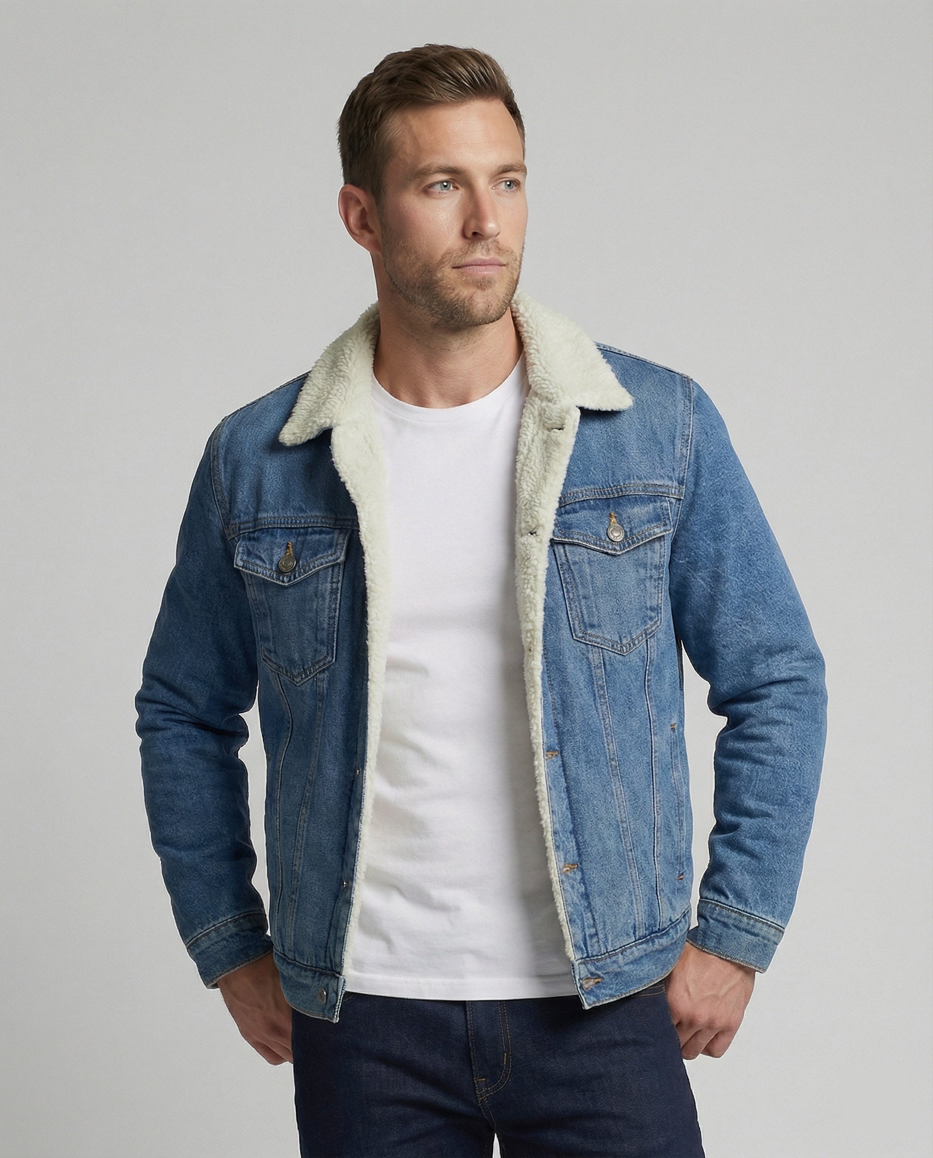 Benjie — Sherpa-Lined Indigo Denim Jacket