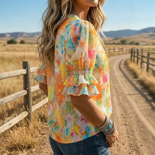 Blouse décontractée aux couleurs vives