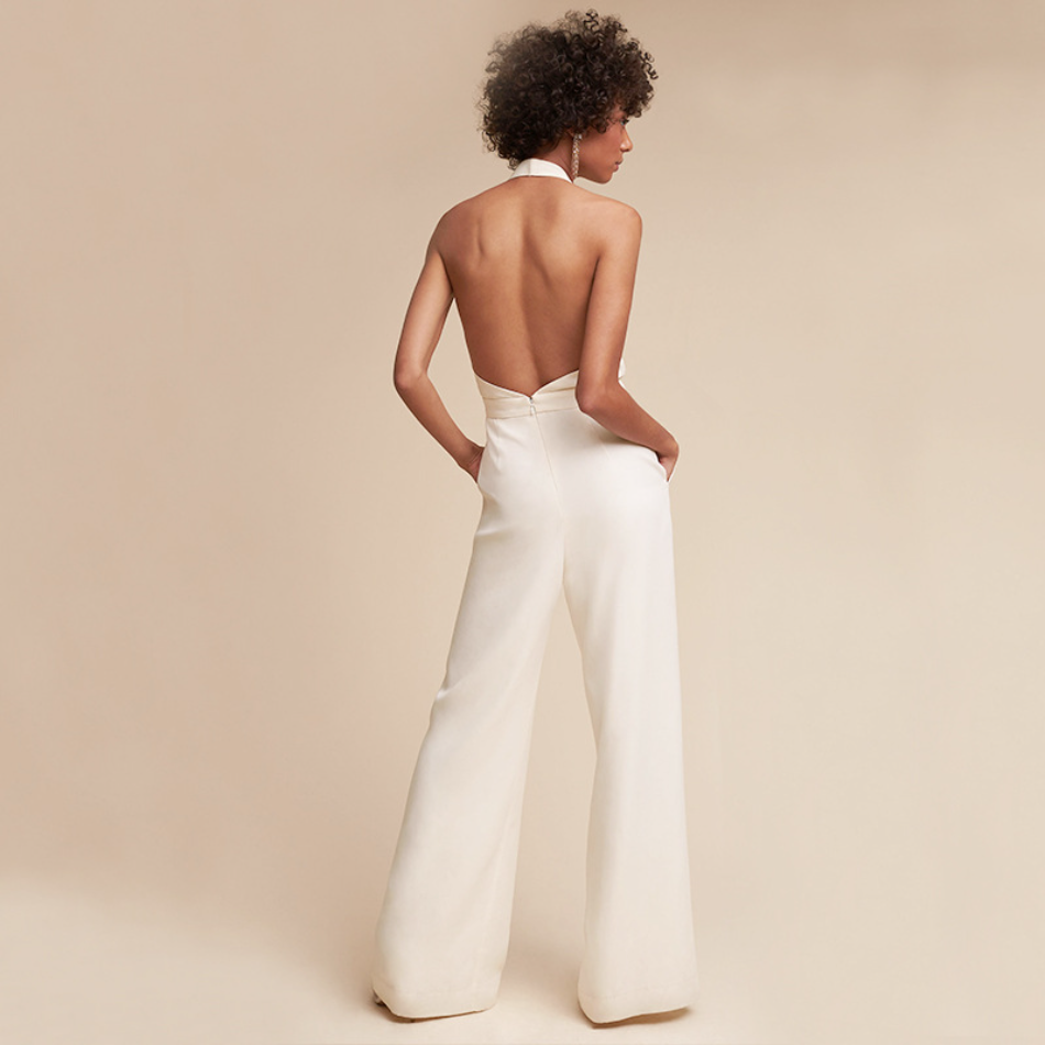 The Liora Halter — Chalk Wide-Leg Jumpsuit