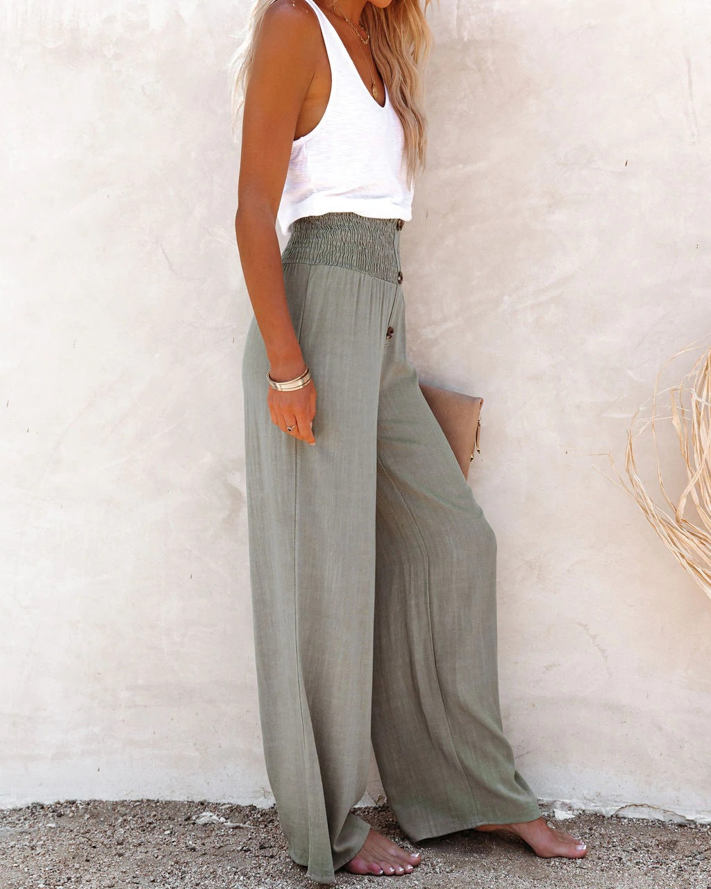 The Elio — Ivory Wide-Leg Linen Pants