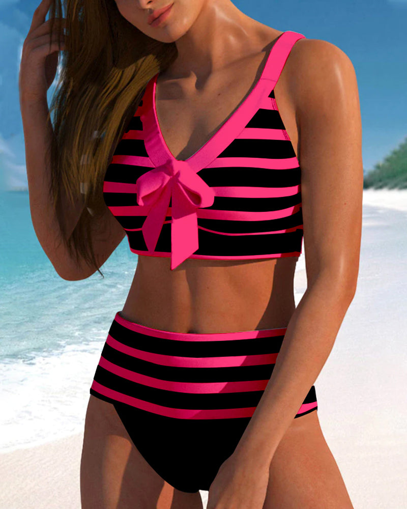 Laluna® | Bikini taille haute à rayures