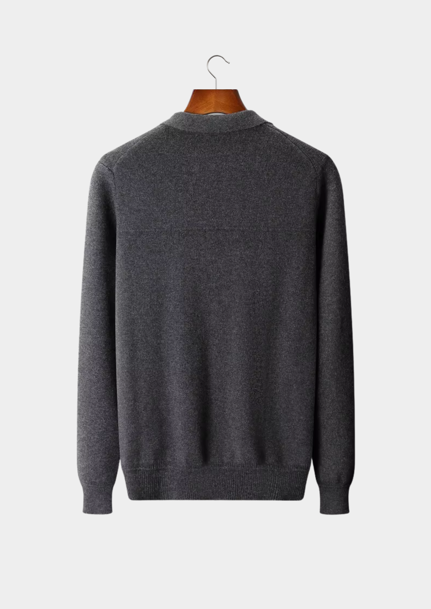 Pull-polo cardigan côtelé en laine mérinos extra-fine pure