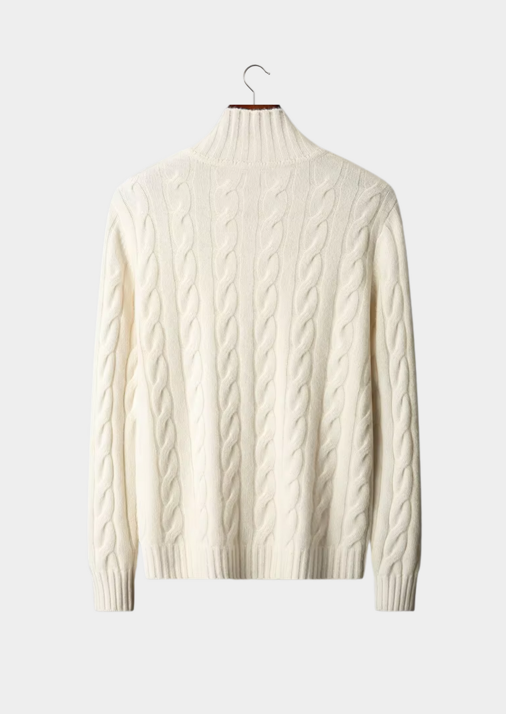 Cardigan en laine mérinos extra-fine pure avec design à double fermeture éclair et torsades