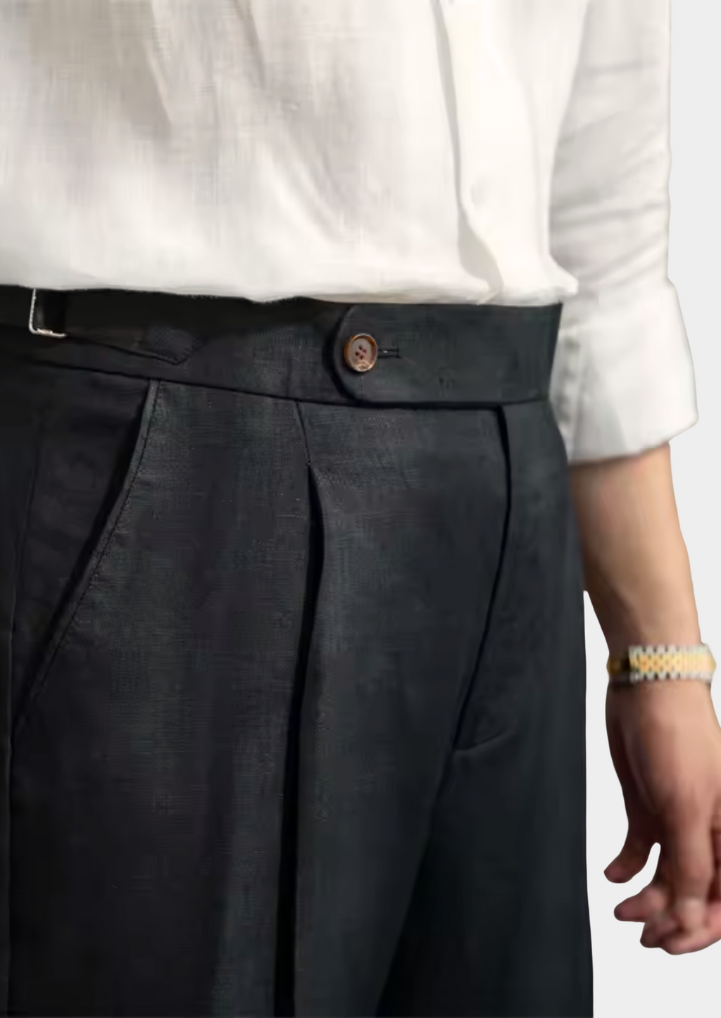 Pantalon côtier plissé TOSCANE - Noir