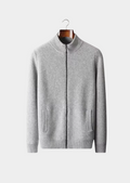 Cardigan en laine mérinos extra-fine pure à côtes tricotées
