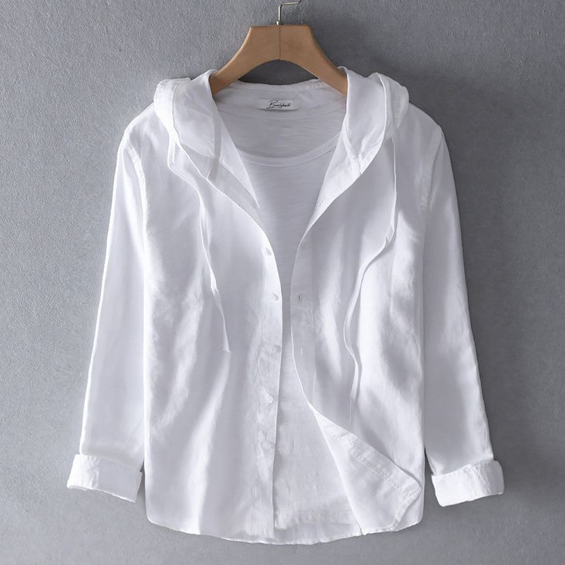 The Eira — Breezy Linen Hooded Shirt