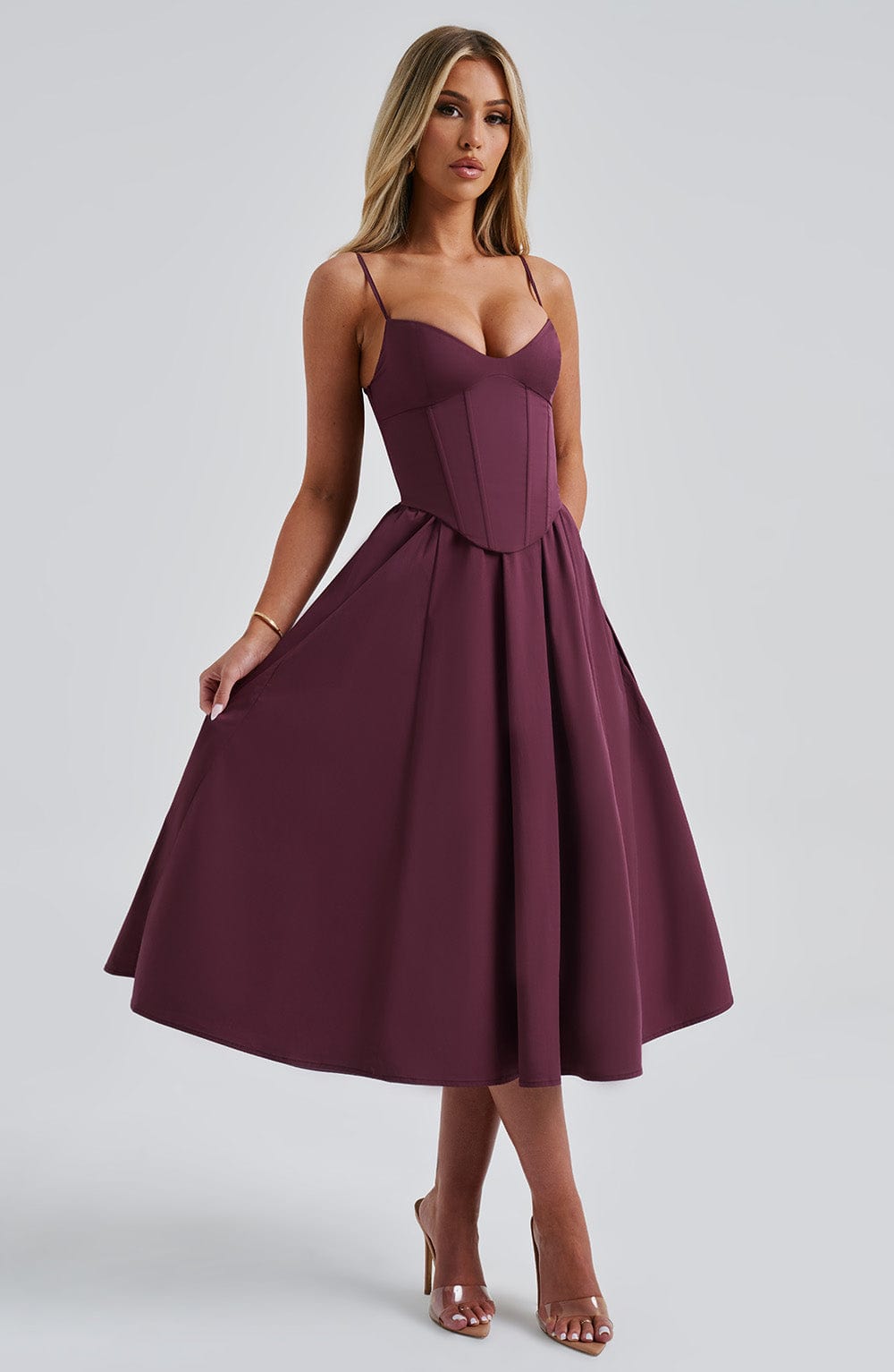 MAILEEN | Robe Midi Élégante avec Design Corset