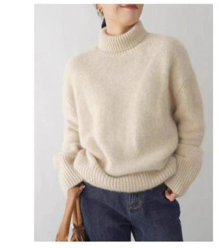 The Sanna — Soft Beige Turtleneck Knit