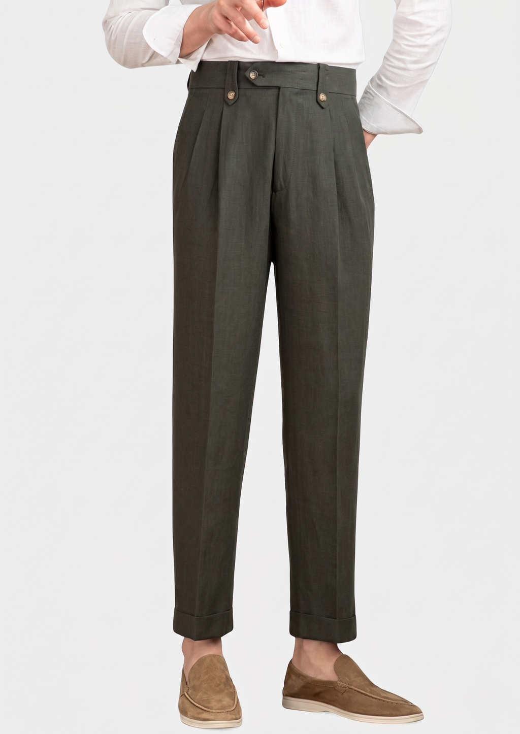 PANTALONS CÔTIERS PLISSÉS CAGLIARI - Olive