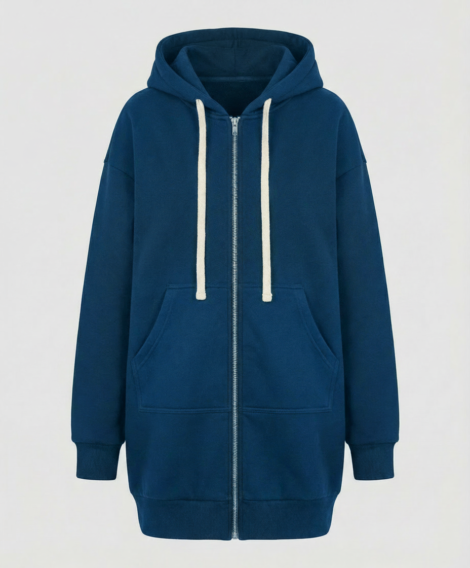 The Lyra Longline Zip Hoodie — Midnight
