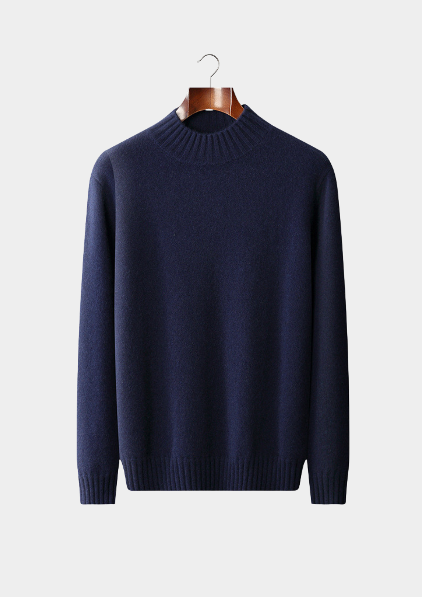 Pull-over col montant gris clair en cachemire pur