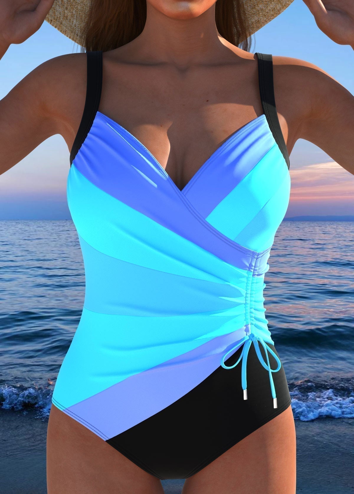 Maillot de bain enveloppant luxueux à imprimé vibrant