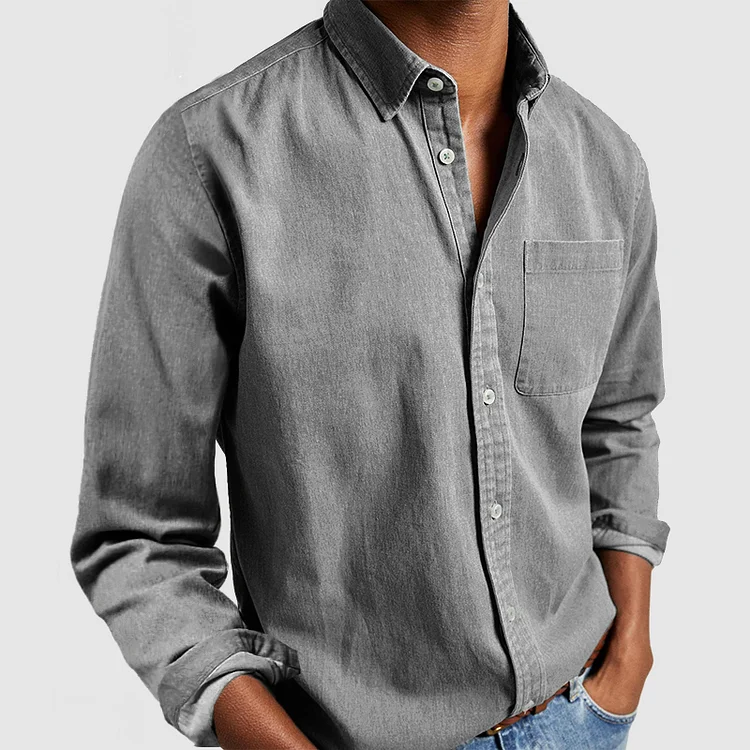 The Liron — Navy Notch Collar Shirt